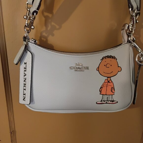 Coach X Peanuts Teri Shoulder Bag W/ Franklin Charm - Picture 1 of 15